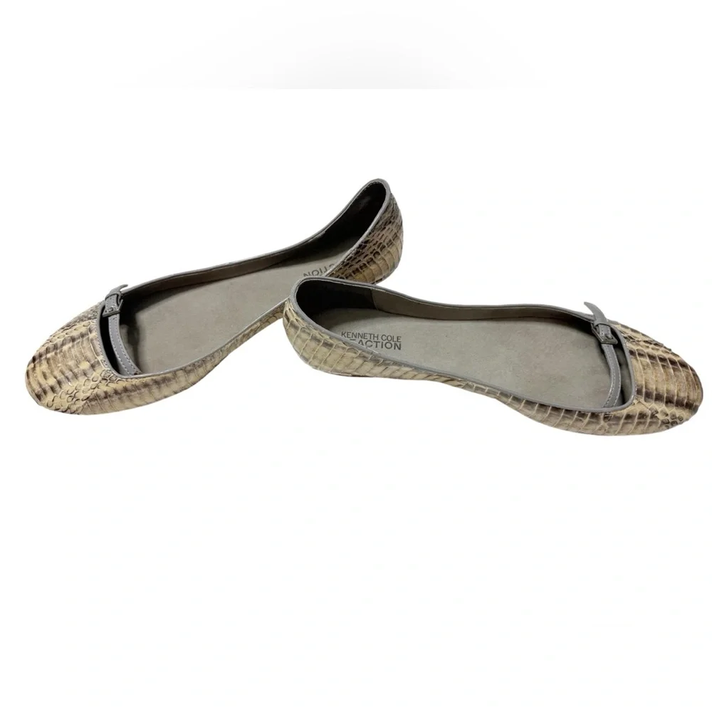 Kenneth Cole Reaction Genuine Python Leather Ballet Flats with Buckle – Size 7.5